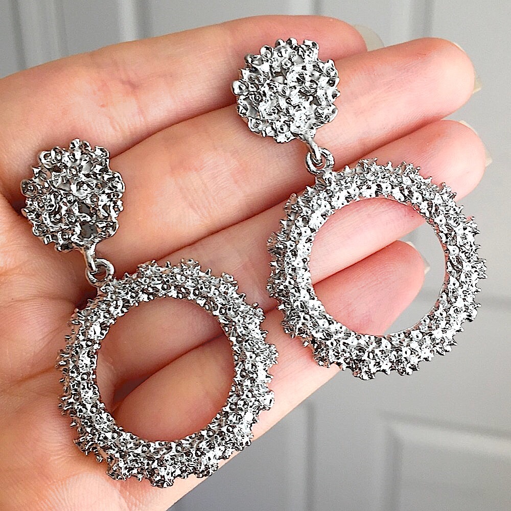 🆑10/$25🆑𝗖𝗟𝗘𝗔𝗥𝗔𝗡𝗖𝗘 Big Round Silver Dangle Earrings NEW - Picture 4 of 9